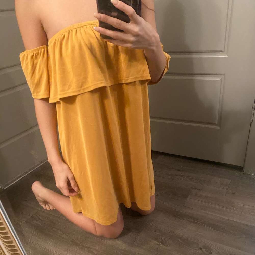 Yellow off the shoulder dress